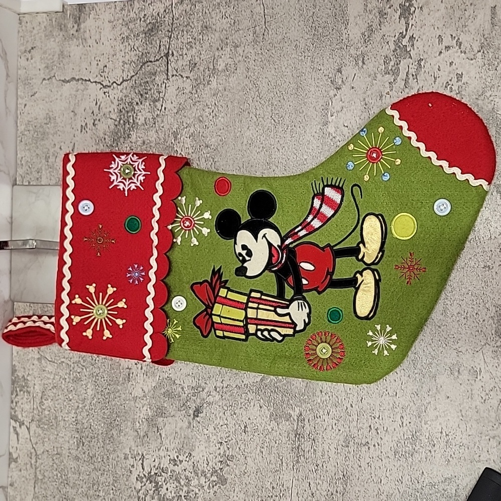 Mickey Mouse Stocking Green Felt Disney Store Retired Embroidered Christmas - Picture 3 of 7